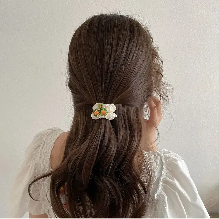 Persimmon Fruit Hair Ring with Heart Charm — feature 5