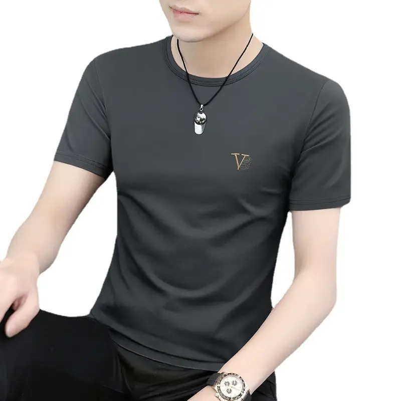 Men Maroon Round Neck Short Sleeve T-Shirt - Image 26