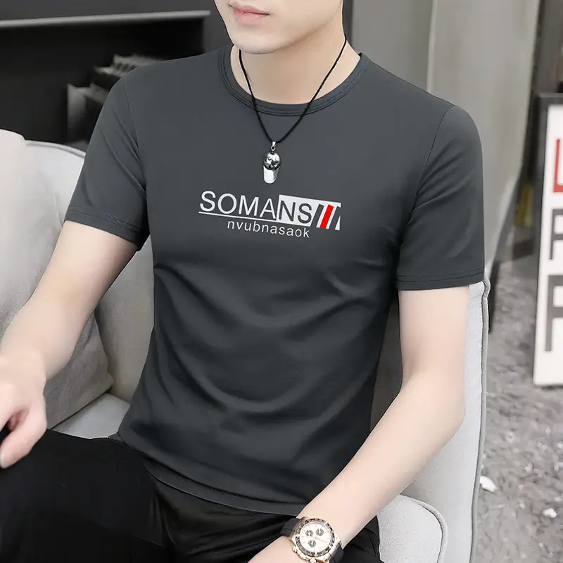 Men Maroon Round Neck Short Sleeve T-Shirt - Image 13