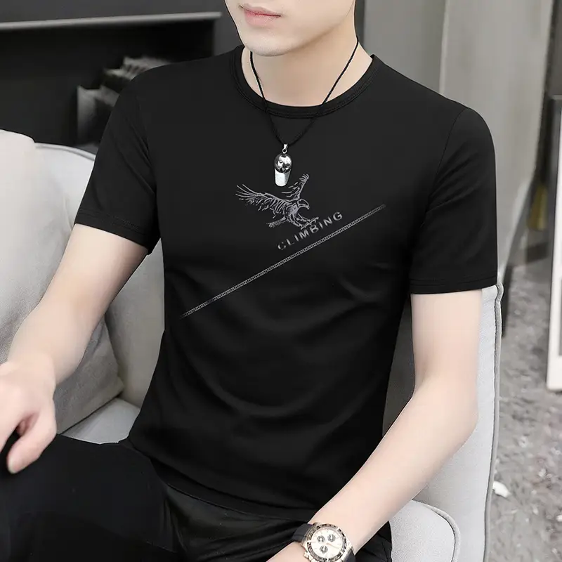 Men Maroon Round Neck Short Sleeve T-Shirt - Image 15
