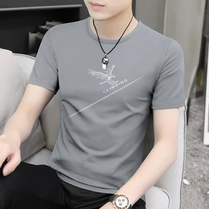 Men Maroon Round Neck Short Sleeve T-Shirt - Image 19