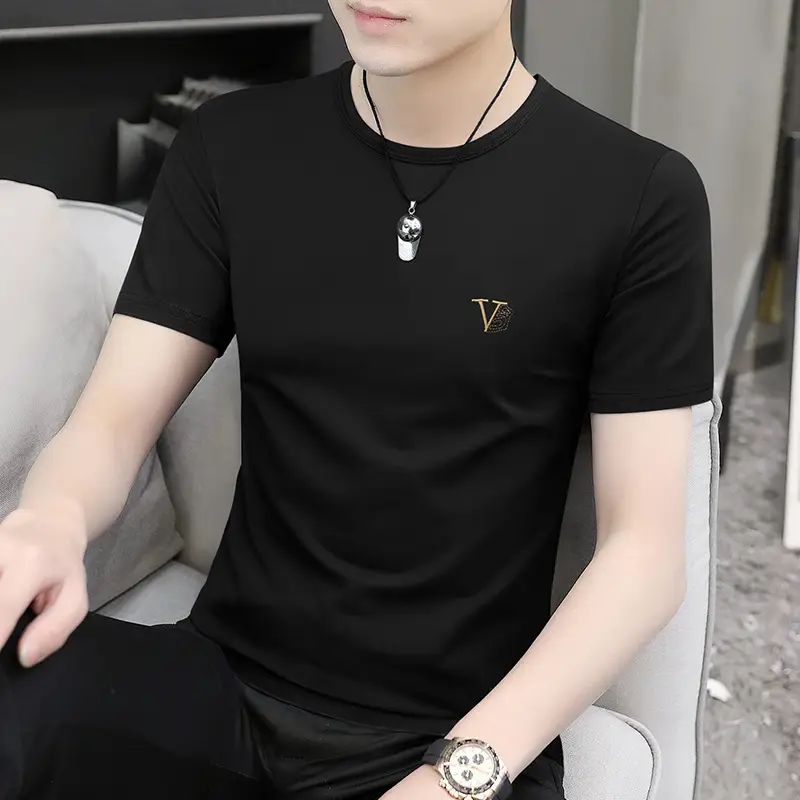 Men Maroon Round Neck Short Sleeve T-Shirt - Image 2