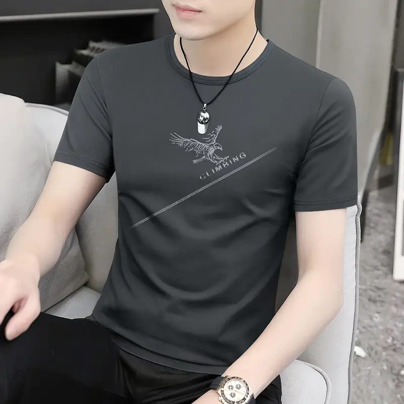 Men Maroon Round Neck Short Sleeve T-Shirt - Image 20