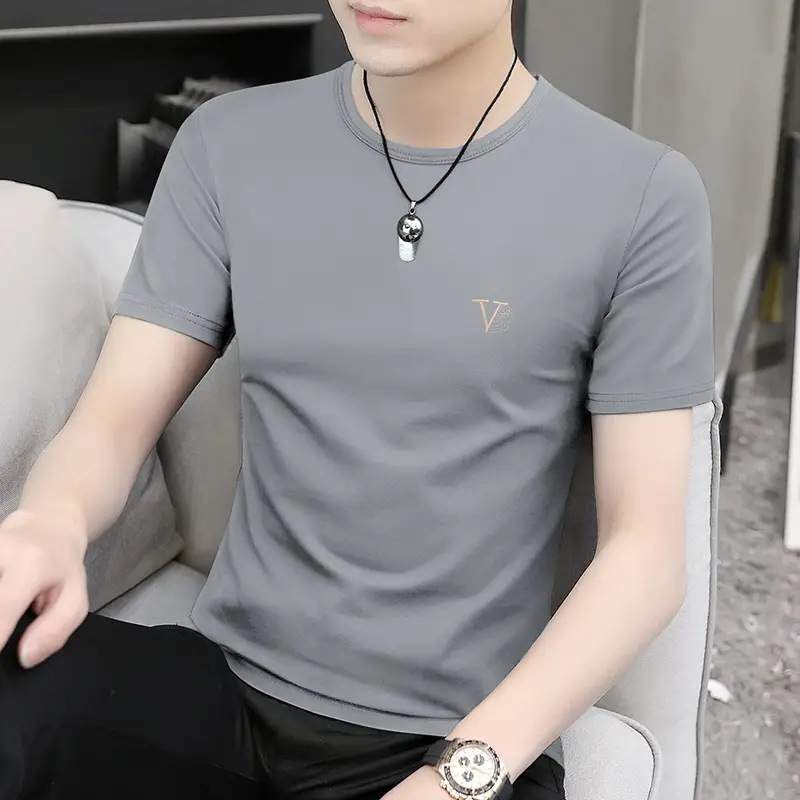 Men Maroon Round Neck Short Sleeve T-Shirt - Image 3