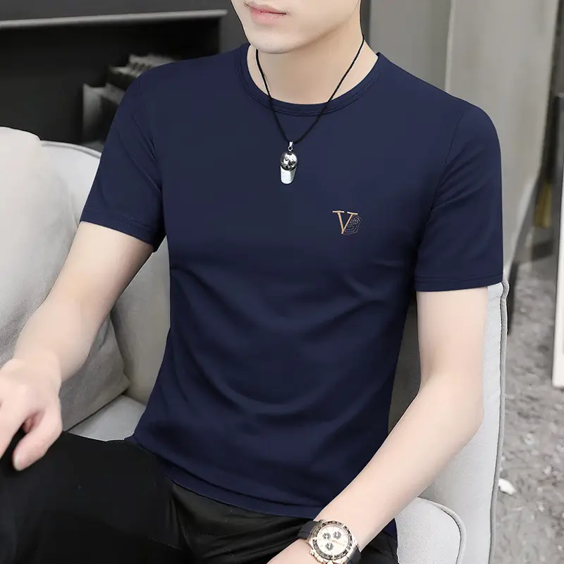Men Maroon Round Neck Short Sleeve T-Shirt - Image 4