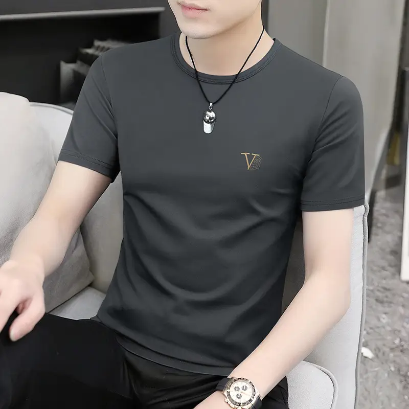 Men Maroon Round Neck Short Sleeve T-Shirt - Image 6