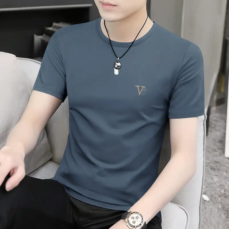 Men Maroon Round Neck Short Sleeve T-Shirt - Image 7