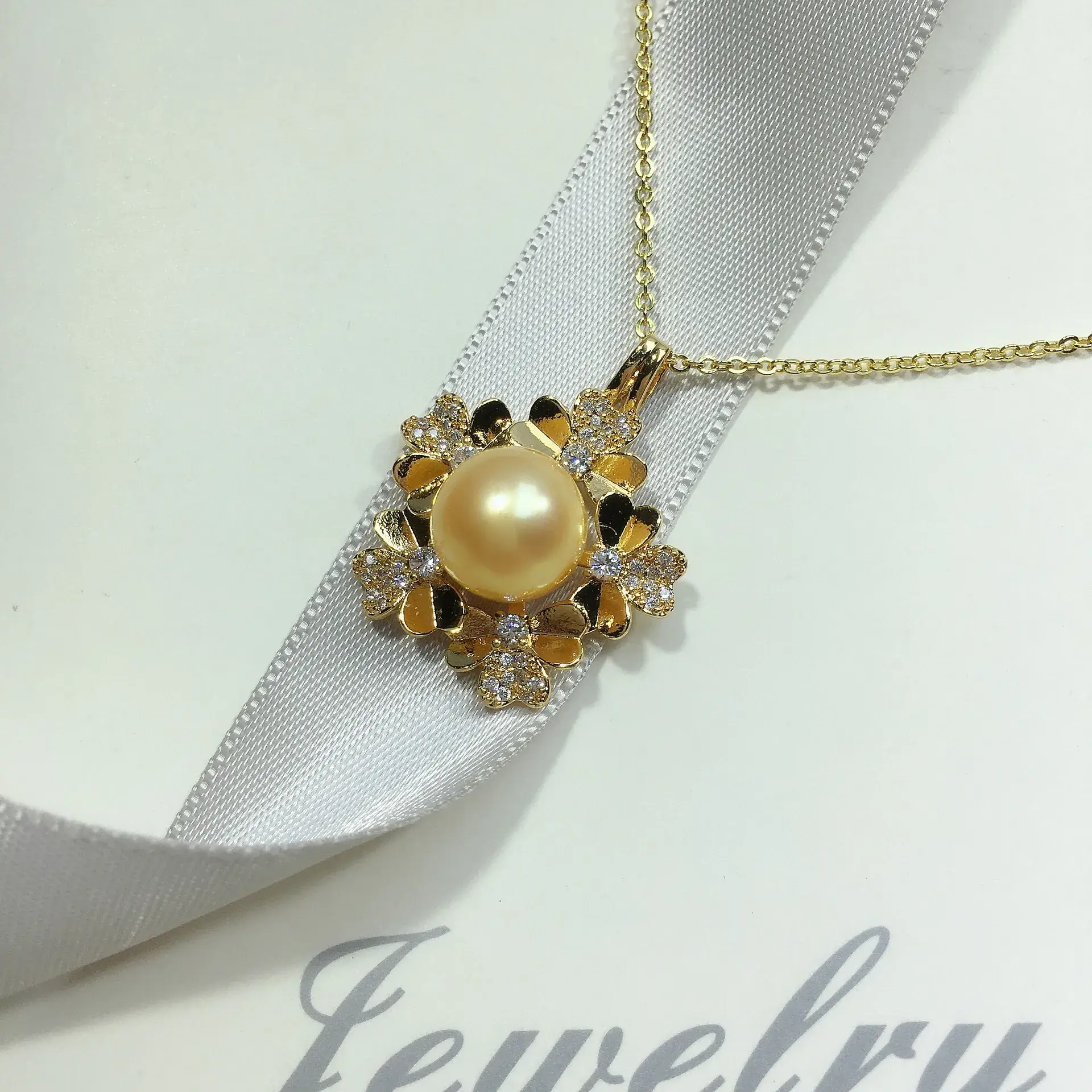 Wholesale Freshwater Pearl Pendant Large Necklace Real Gold Color-Preserving Jewelry Ancient Gold Natural Natural Pearls