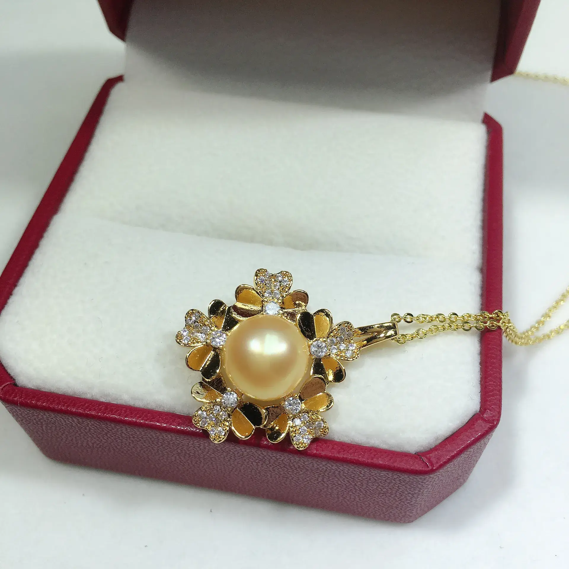 Wholesale Freshwater Pearl Pendant Large Necklace Real Gold Color-Preserving Jewelry Ancient Gold Natural Natural Pearls