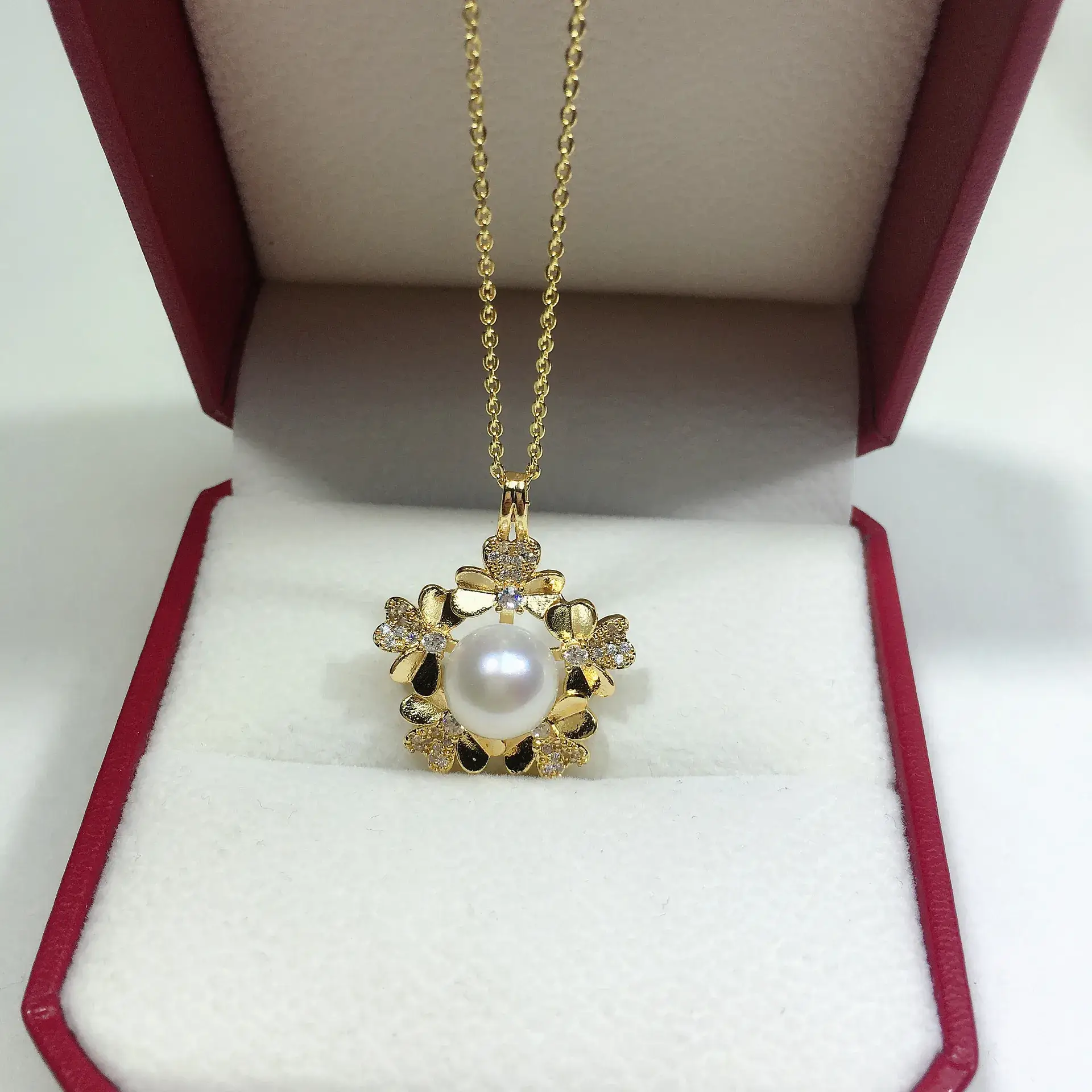 Wholesale Freshwater Pearl Pendant Large Necklace Real Gold Color-Preserving Jewelry Ancient Gold Natural Natural Pearls