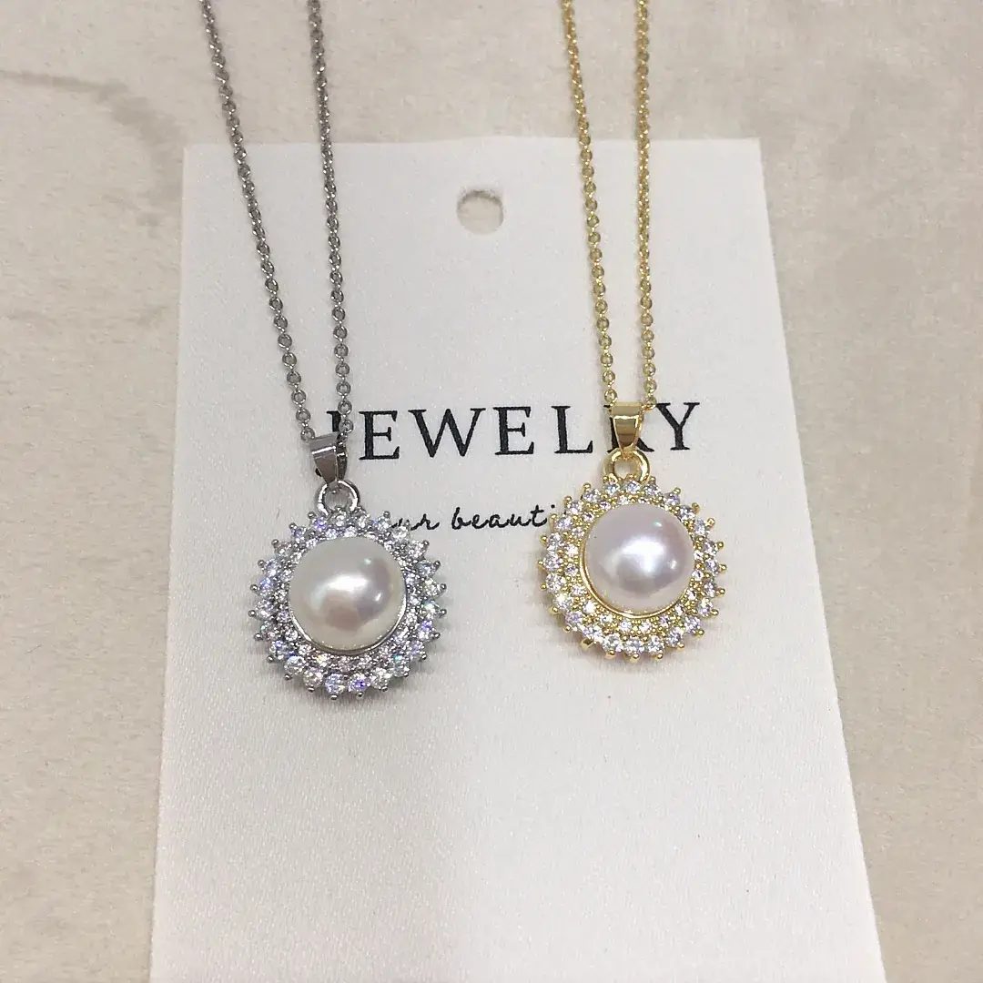 Real Gold Color Sunflower Pearl Pendant Necklace - Image 4