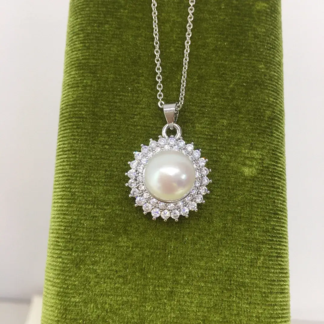 Real Gold Color Sunflower Pearl Pendant Necklace - Image 6