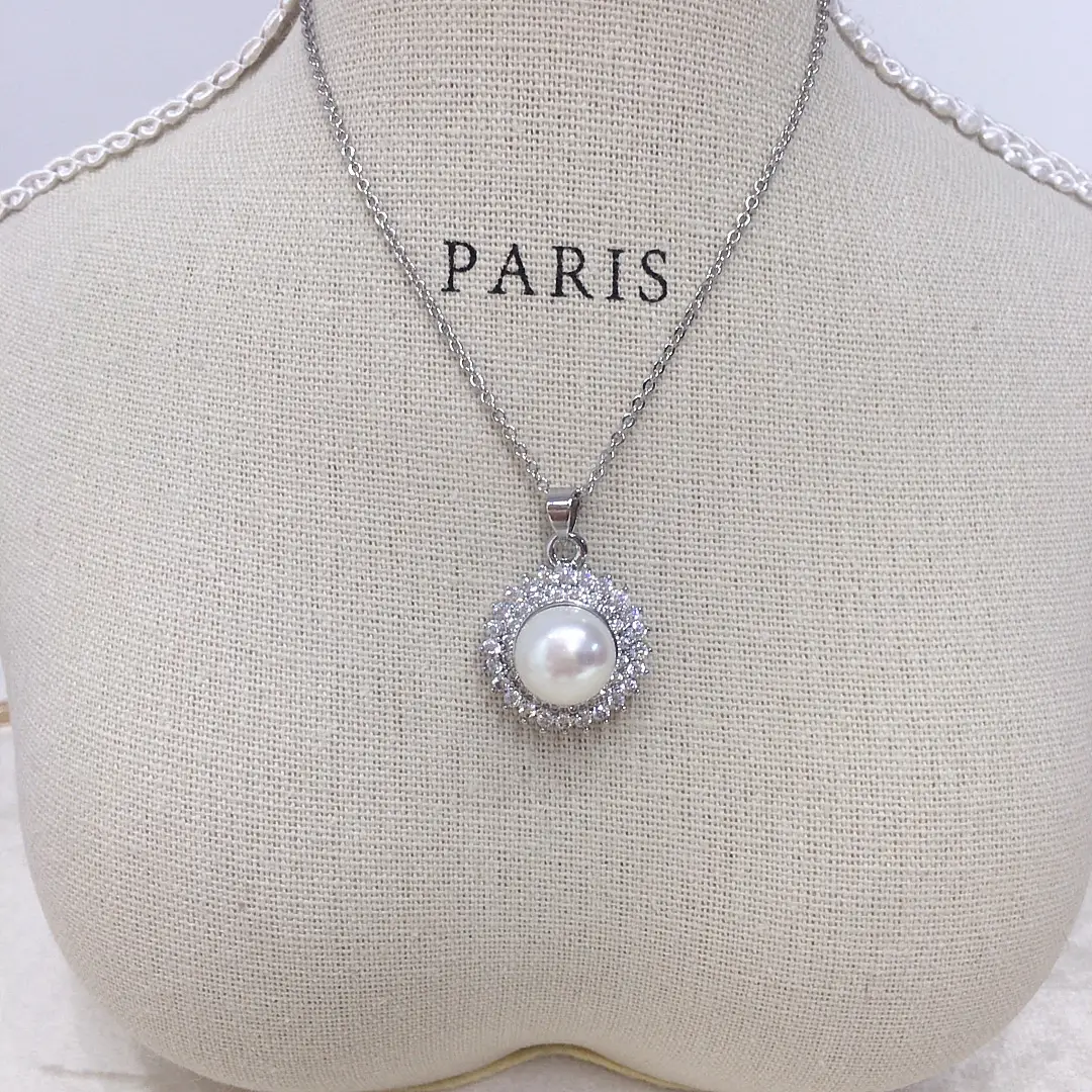 Real Gold Color Sunflower Pearl Pendant Necklace — feature 7