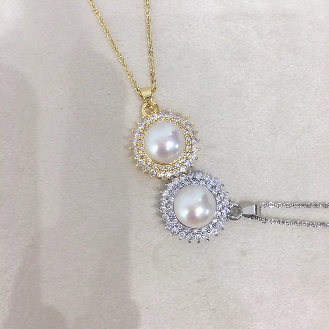 Real Gold Color Sunflower Pearl Pendant Necklace — feature 8