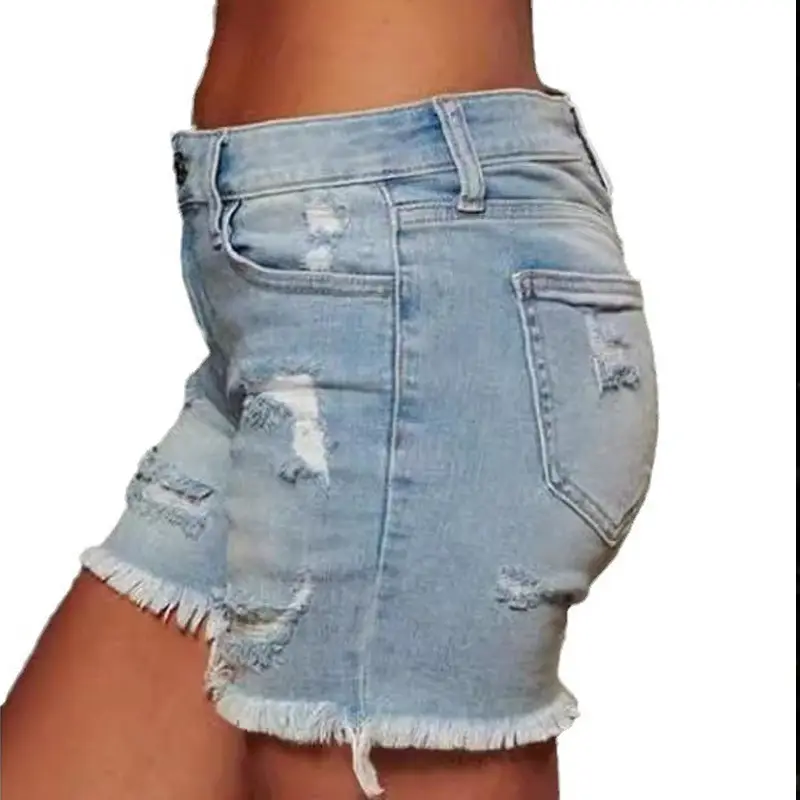 Ripped Frayed Hem Plus Size Women Shorts - Image 6