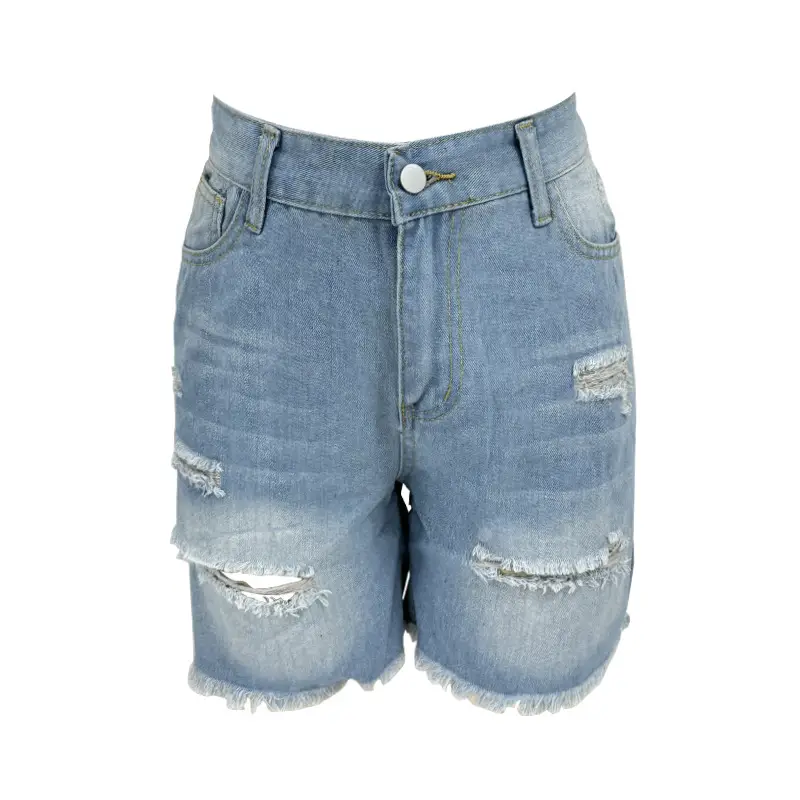 Ripped Frayed Hem Plus Size Women Shorts - Image 8