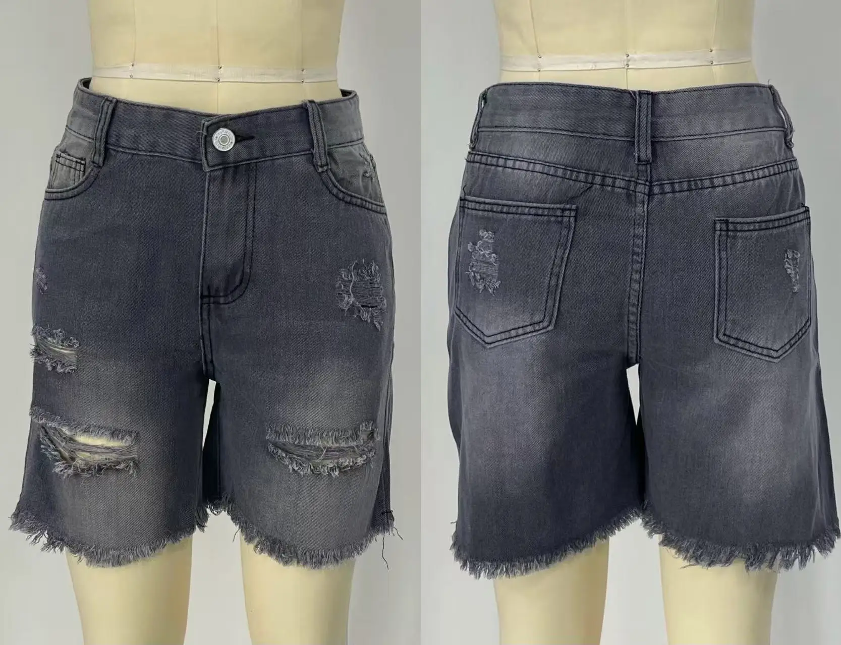Ripped Frayed Hem Plus Size Women Shorts — feature 4
