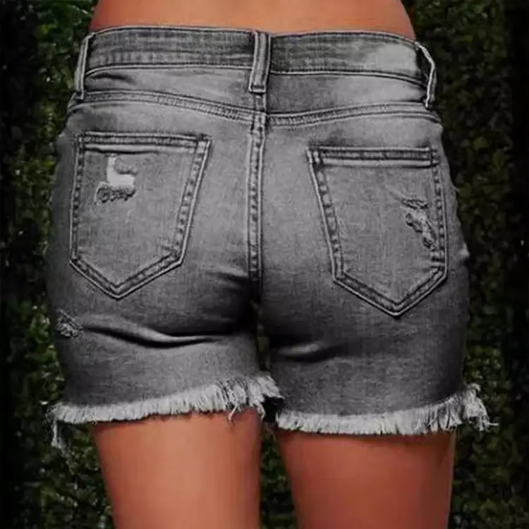 Ripped Frayed Hem Plus Size Women Shorts — feature 5