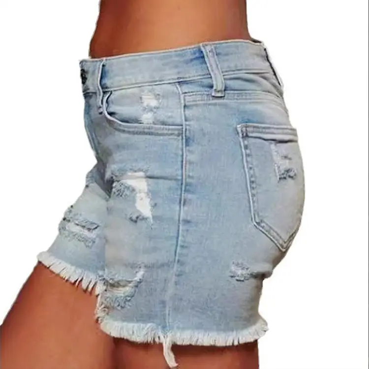 Ripped Frayed Hem Plus Size Women Shorts — feature 7