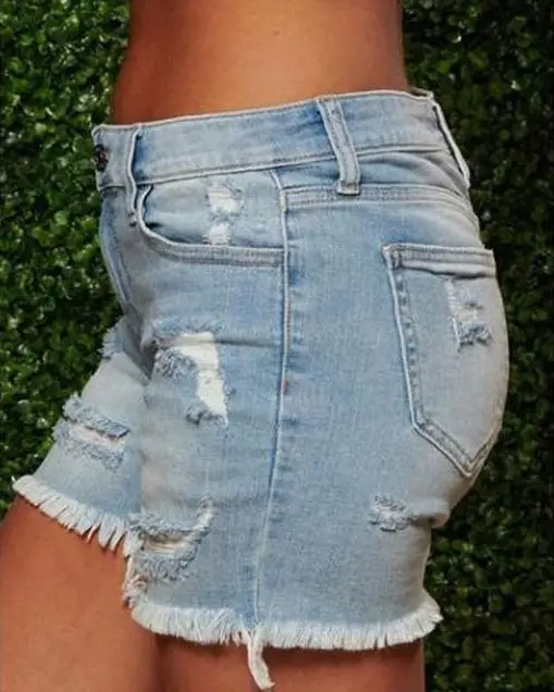 Ripped Frayed Hem Plus Size Women Shorts - Image 3