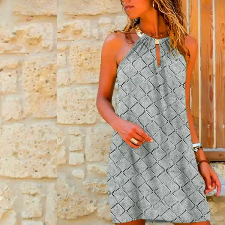 2025 Halter Ramie Dress Women French Style - Image 4
