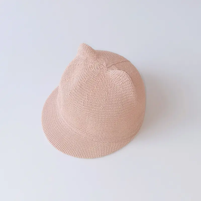 One Pan Cat Ears Straw Hat for Boys Girls Summer Sun Hat - Image 3