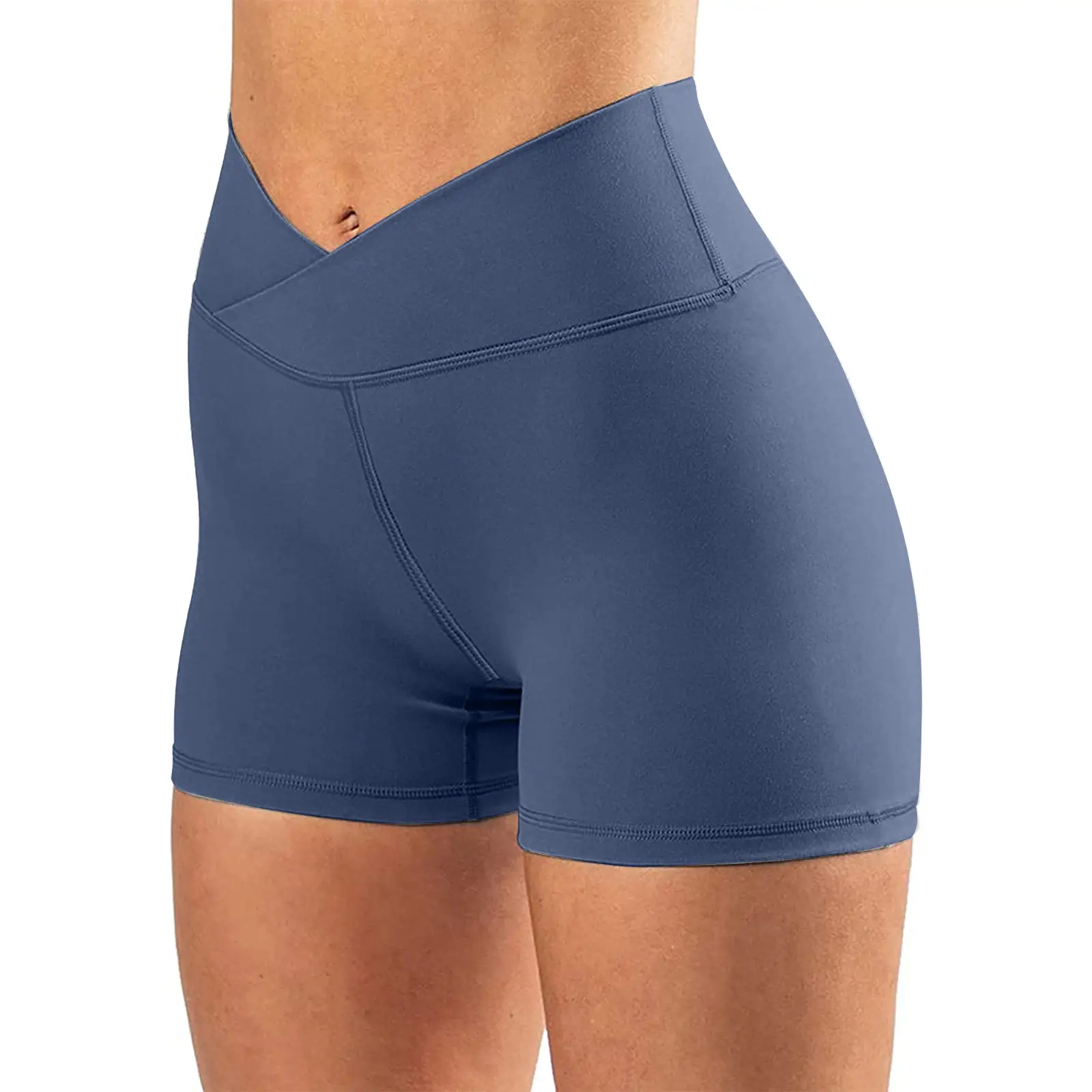 Women's Solid Green High Elastic Yoga Shorts - Image 8