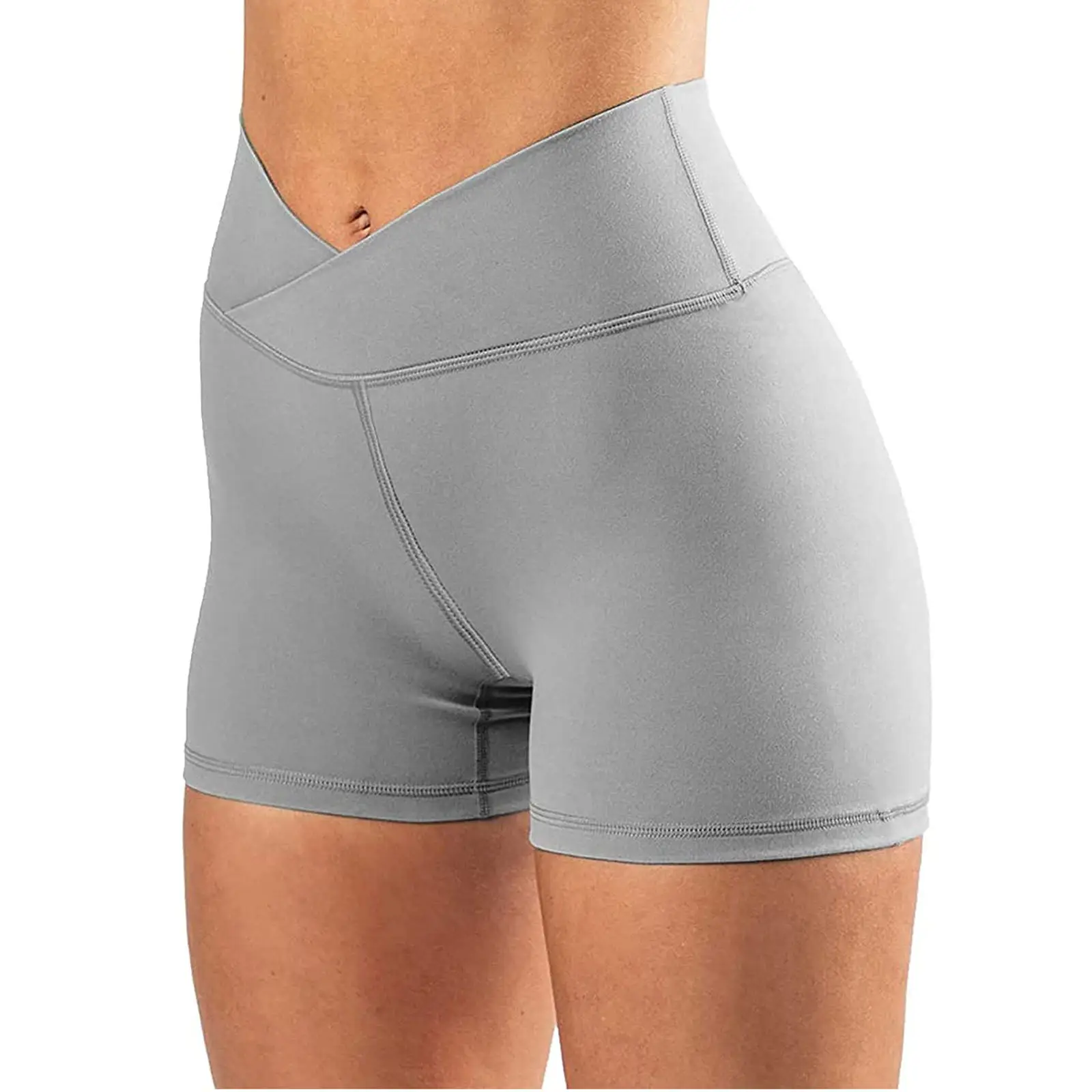 Women's Solid Green High Elastic Yoga Shorts - Image 9