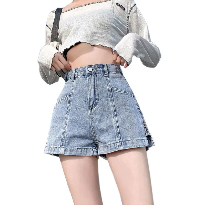 Women Side Zipper Denim Shorts 2023 New Style - Image 7