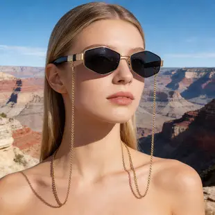 New Women Sunglasses Chain Personalized Round Frame Wholesale Korean Style — feature 2