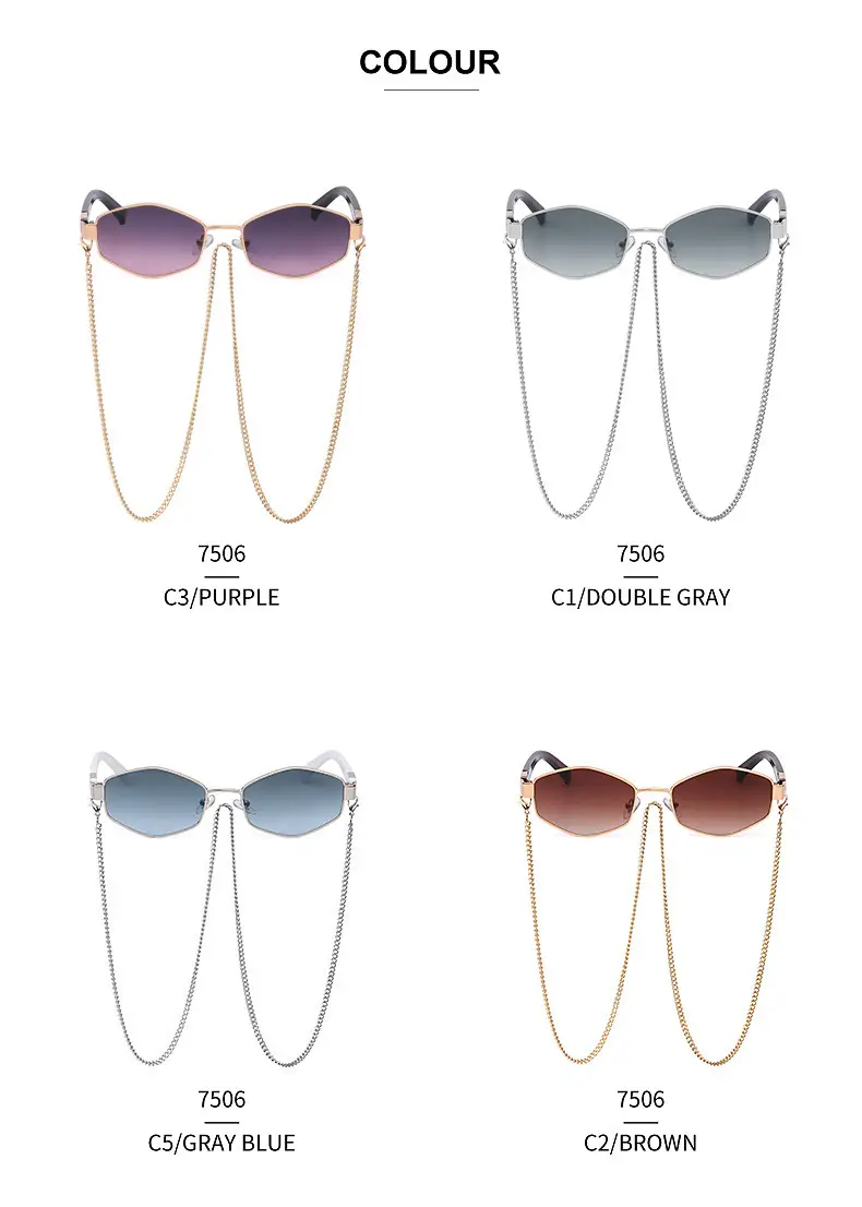 New Women Sunglasses Chain Personalized Round Frame Wholesale Korean Style — feature 23