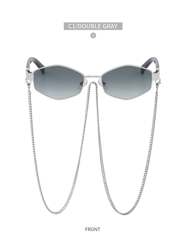 New Women Sunglasses Chain Personalized Round Frame Wholesale Korean Style — feature 27
