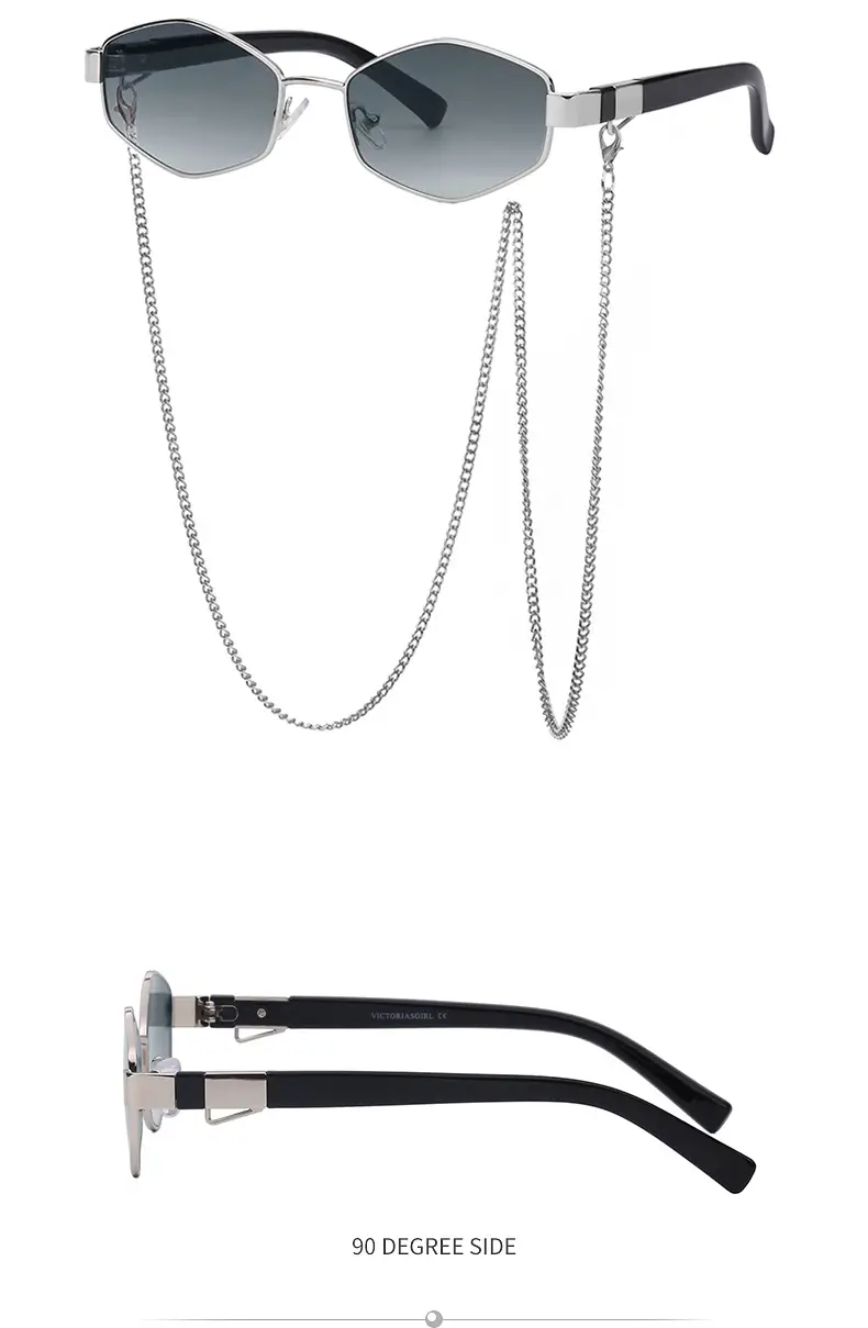 New Women Sunglasses Chain Personalized Round Frame Wholesale Korean Style — feature 28
