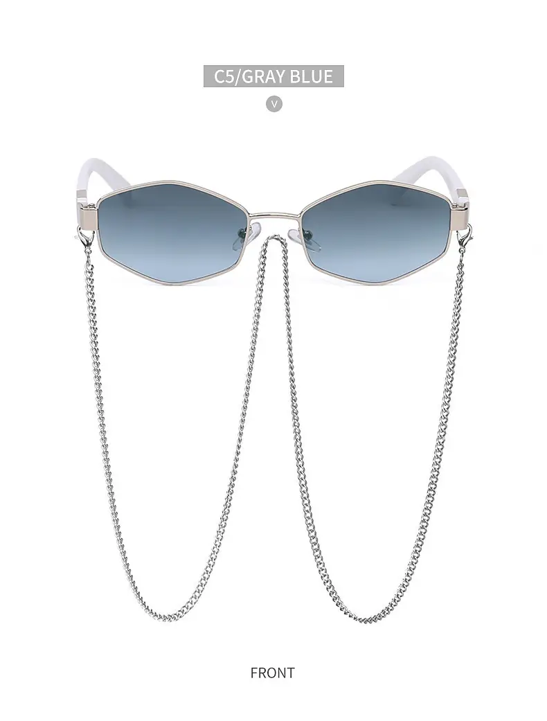New Women Sunglasses Chain Personalized Round Frame Wholesale Korean Style — feature 29