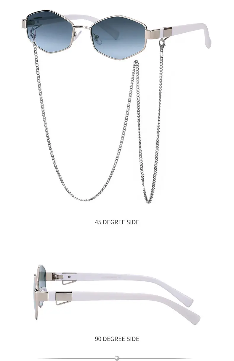 New Women Sunglasses Chain Personalized Round Frame Wholesale Korean Style — feature 30