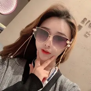 New Women Sunglasses Chain Personalized Round Frame Wholesale Korean Style — feature 49