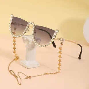 New Women Sunglasses Chain Personalized Round Frame Wholesale Korean Style — feature 6