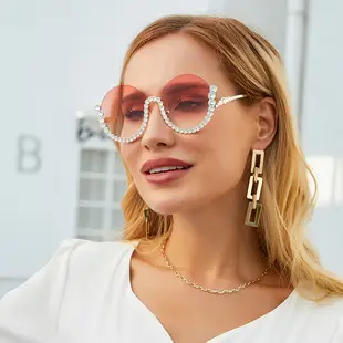 New Women Sunglasses Chain Personalized Round Frame Wholesale Korean Style — feature 9