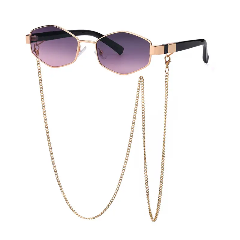 New Women Sunglasses Chain Personalized Round Frame Wholesale Korean Style - Image 3