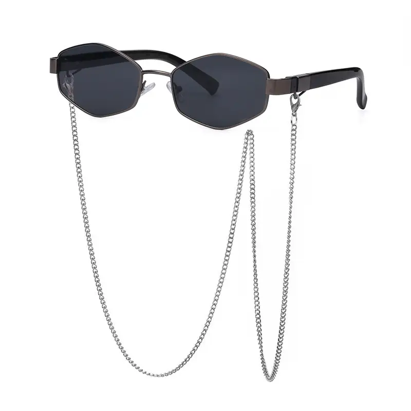 New Women Sunglasses Chain Personalized Round Frame Wholesale Korean Style - Image 4