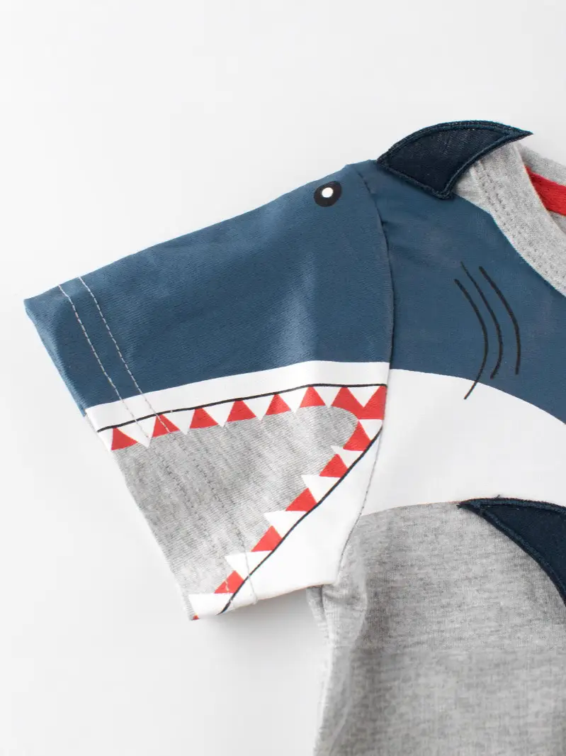 2026 Kids T-Shirt Korean Style Gray Blue One-Piece Dropshipping - Image 3