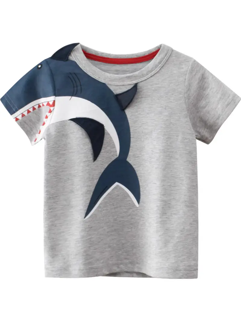 2026 Kids T-Shirt Korean Style Gray Blue One-Piece Dropshipping - Image 6