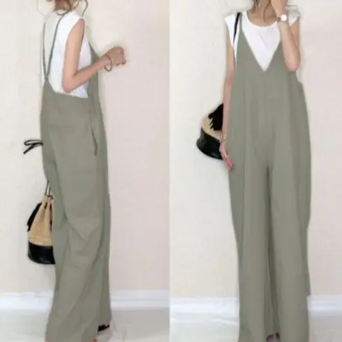 Japanese Style Loose Wide Leg Pants with V-Neck Top