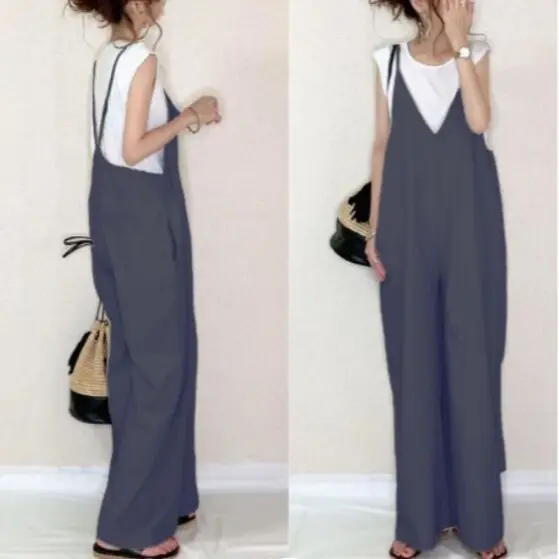 Japanese Style Loose Wide Leg Pants with V-Neck Top