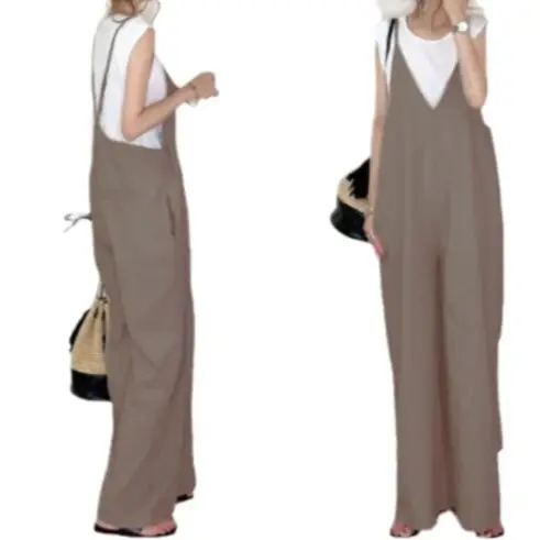 Japanese Style Loose Wide Leg Pants with V-Neck Top