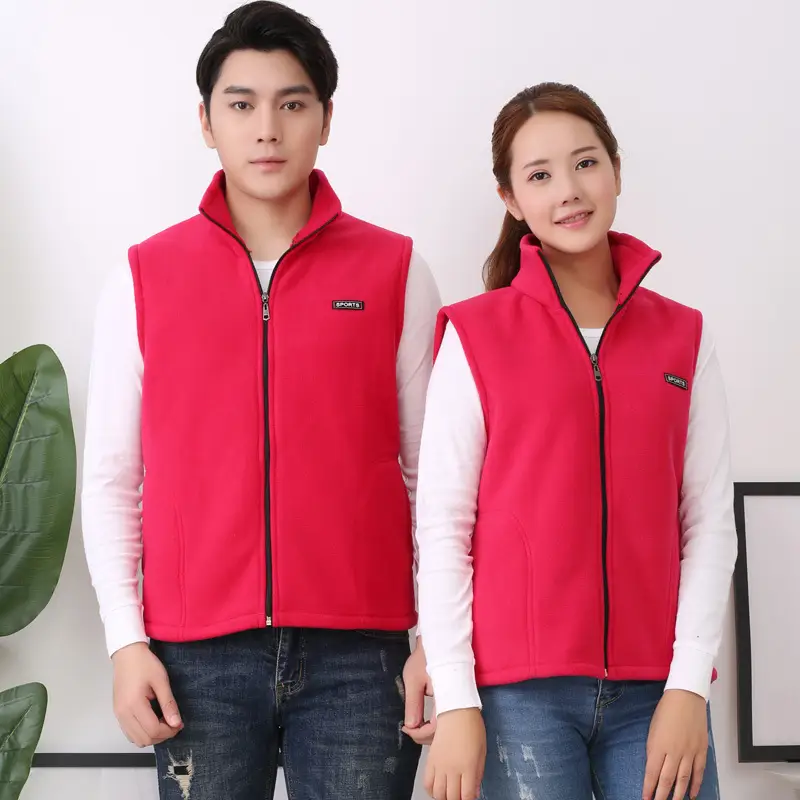 Men Women Red Fleece Vest Winter Warm Vest