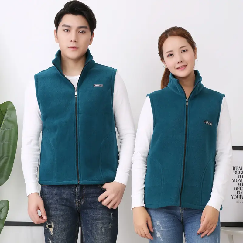 Men Women Red Fleece Vest Winter Warm Vest