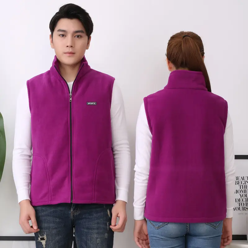 Men Women Red Fleece Vest Winter Warm Vest