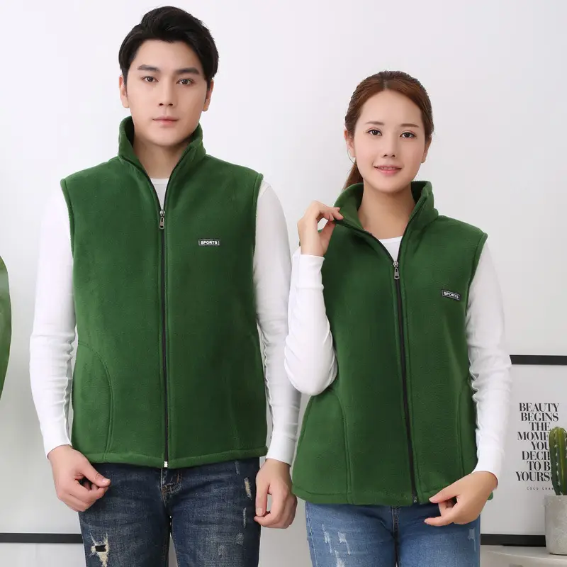 Men Women Red Fleece Vest Winter Warm Vest