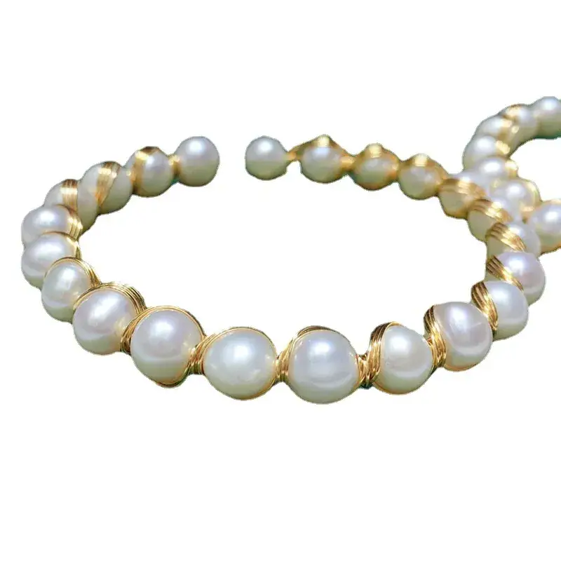 New Natural Freshwater Pearl Bracelet Women's 6-7mm Handmade Winding - Image 5